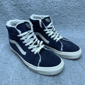 Vans Sk8-Hi Suede High Top Sneakers Womens 7 Sherpa Lined Black Skateboard Skate